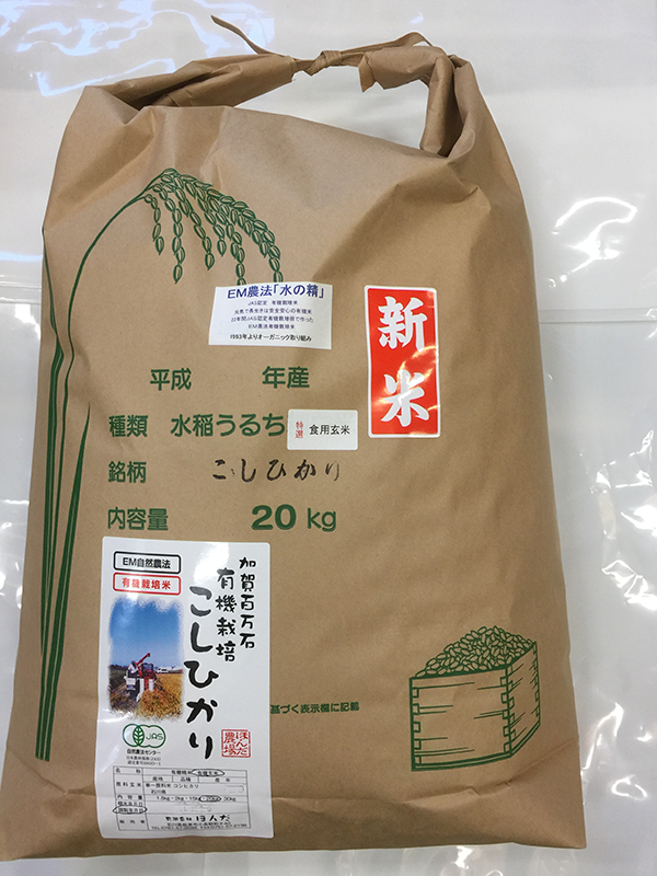 有機栽培米食用玄米20kg「水の精」